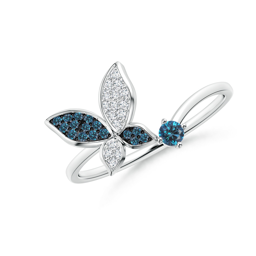 2.5mm AAA Blue Diamond Butterfly Bypass Ring in P950 Platinum