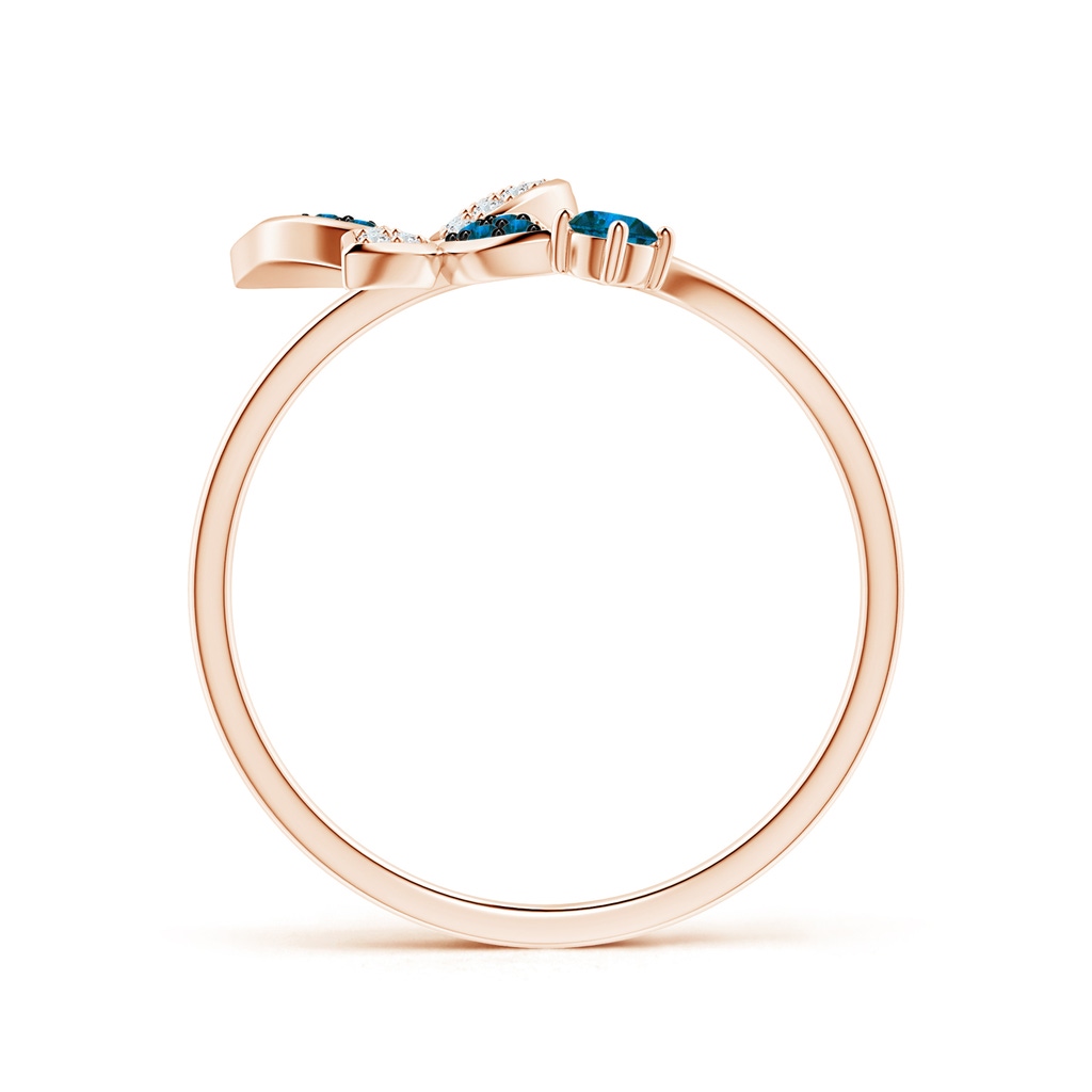 2.5mm AAA Blue Diamond Butterfly Bypass Ring in Rose Gold - side 199