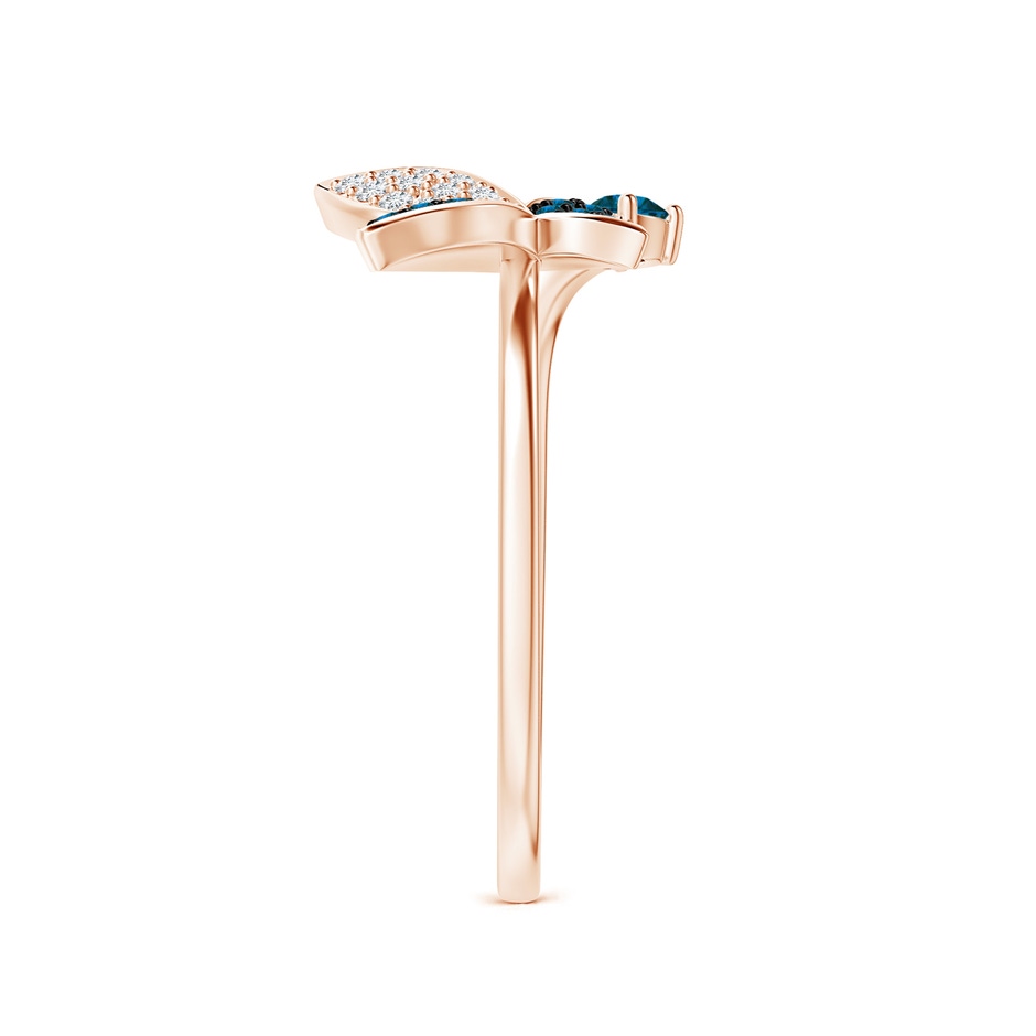 2.5mm AAA Blue Diamond Butterfly Bypass Ring in Rose Gold side 299