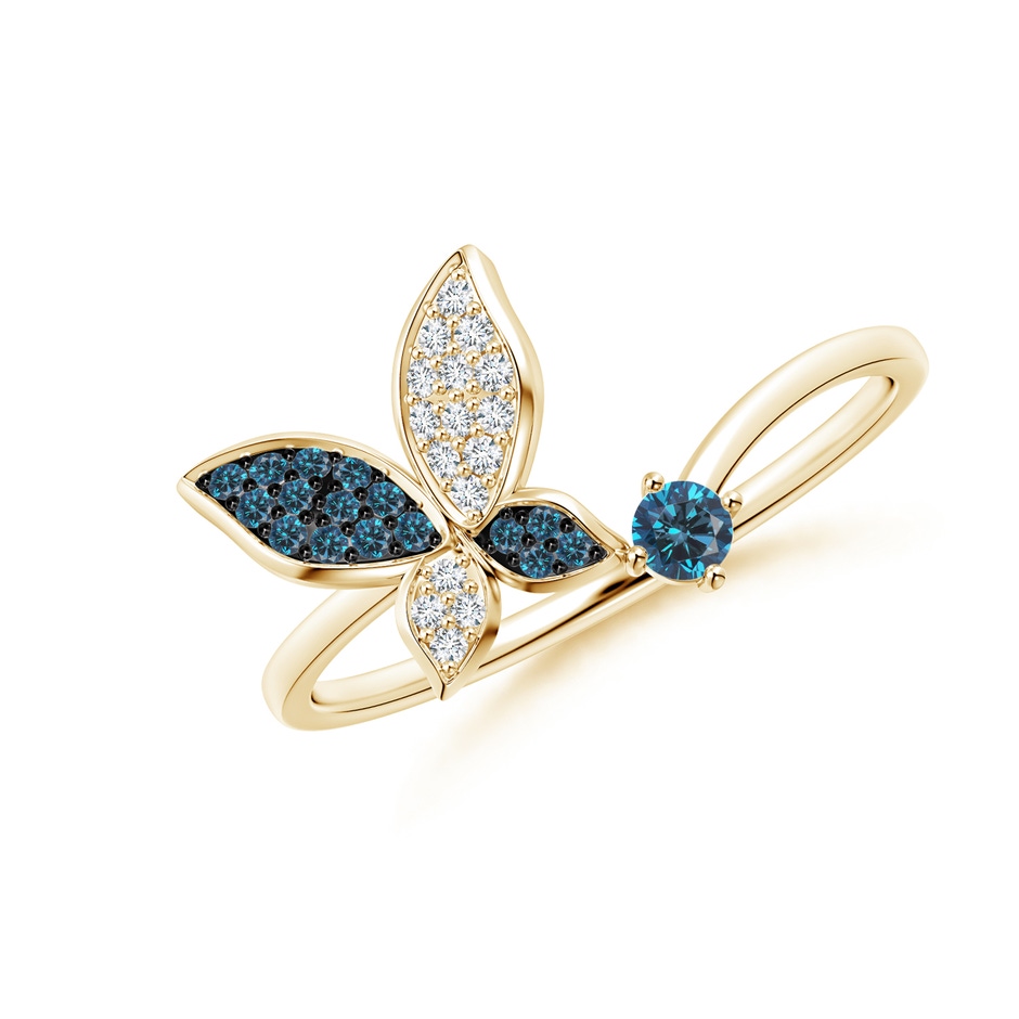 2.5mm AAA Blue Diamond Butterfly Bypass Ring in Yellow Gold 