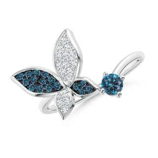 3.5mm AAA Blue Diamond Butterfly Bypass Ring in P950 Platinum