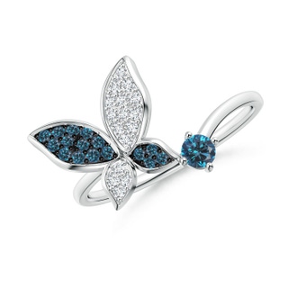 3mm AAA Blue Diamond Butterfly Bypass Ring in P950 Platinum