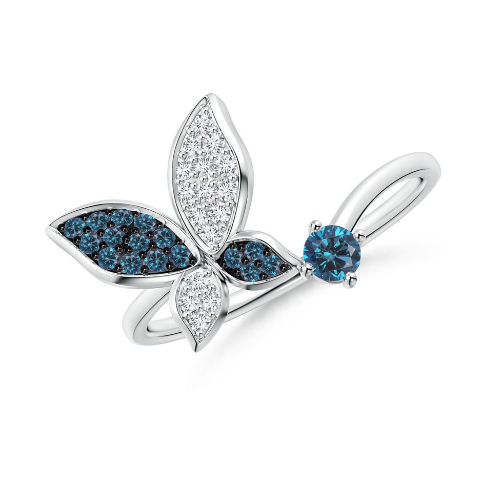 3mm AAA Blue Diamond Butterfly Bypass Ring in White Gold 