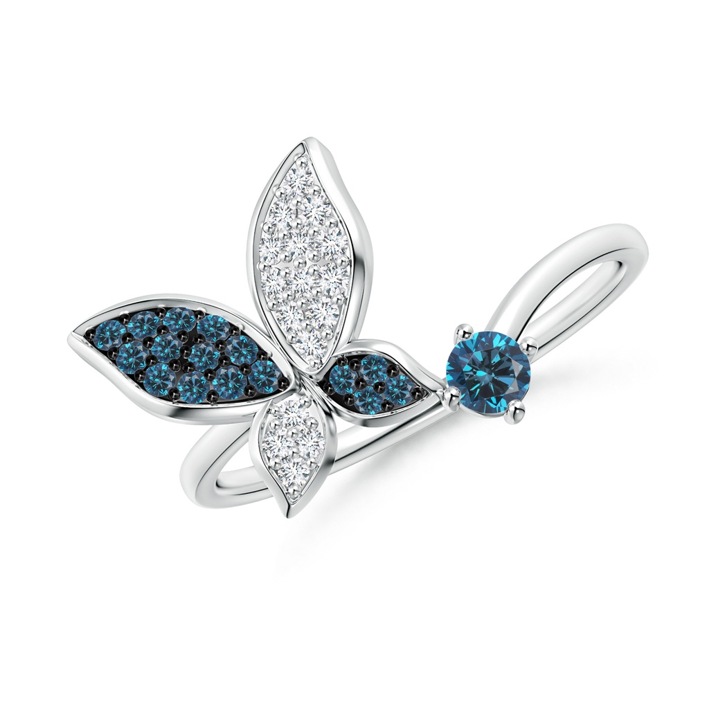 3mm AAA Blue Diamond Butterfly Bypass Ring in White Gold