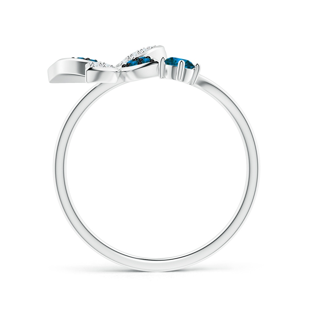 3mm AAA Blue Diamond Butterfly Bypass Ring in White Gold Side 199