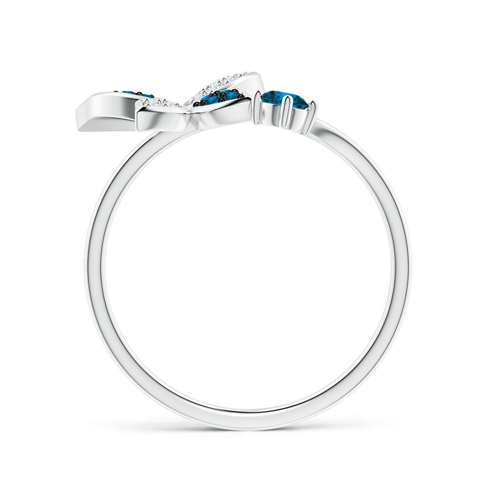 3mm AAA Blue Diamond Butterfly Bypass Ring in White Gold - side 199