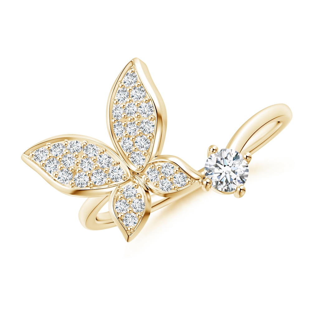 3.5mm GVS2 Diamond Butterfly Bypass Ring in Yellow Gold