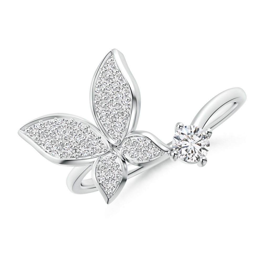 3.5mm HSI2 Diamond Butterfly Bypass Ring in White Gold