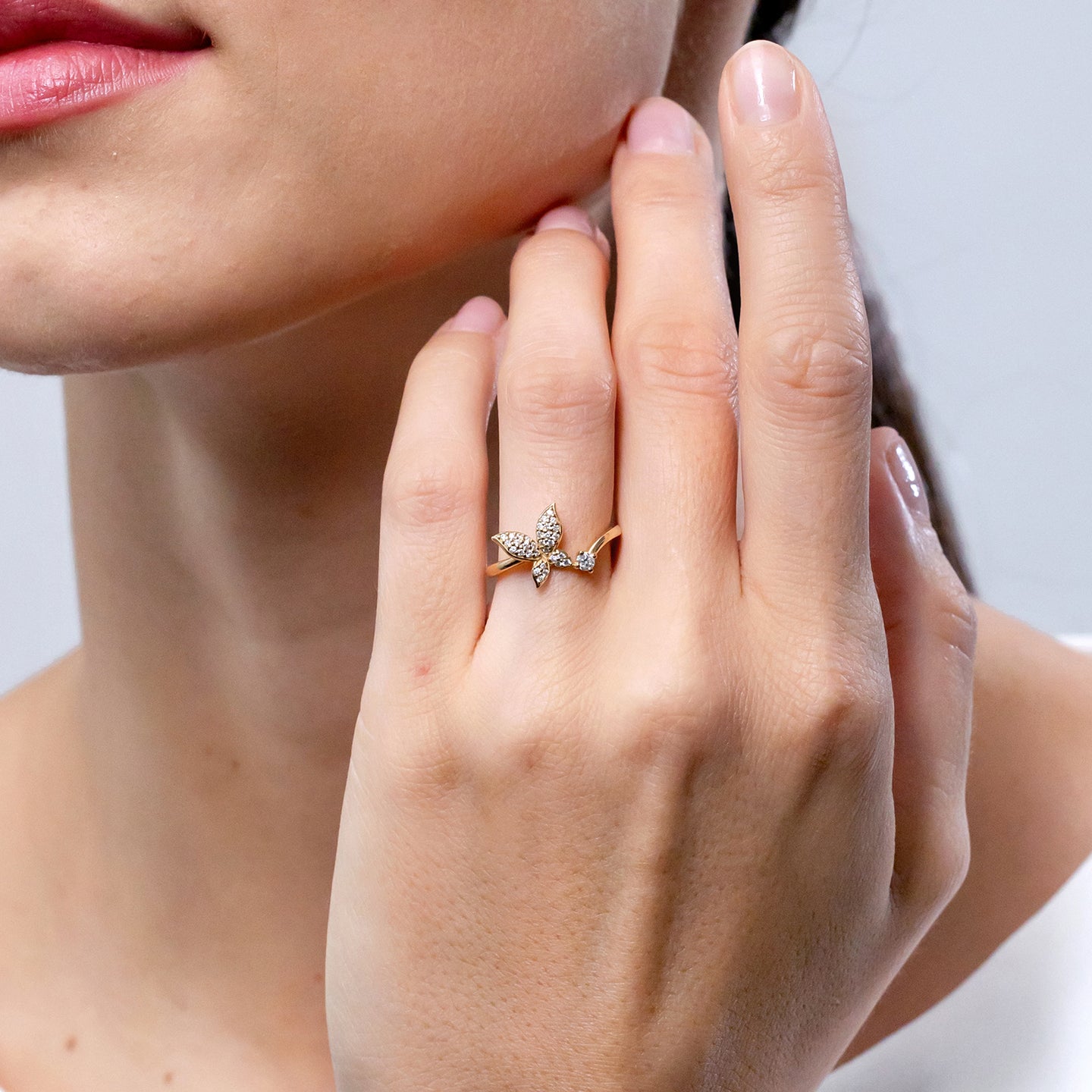 Diamond Butterfly Bypass Ring