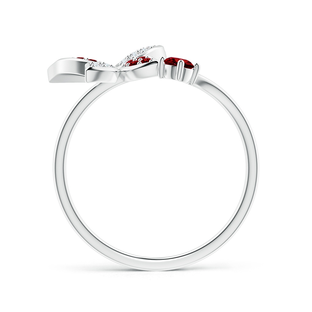 3mm AAAA Ruby and Diamond Butterfly Bypass Ring in 10K White Gold Side 199