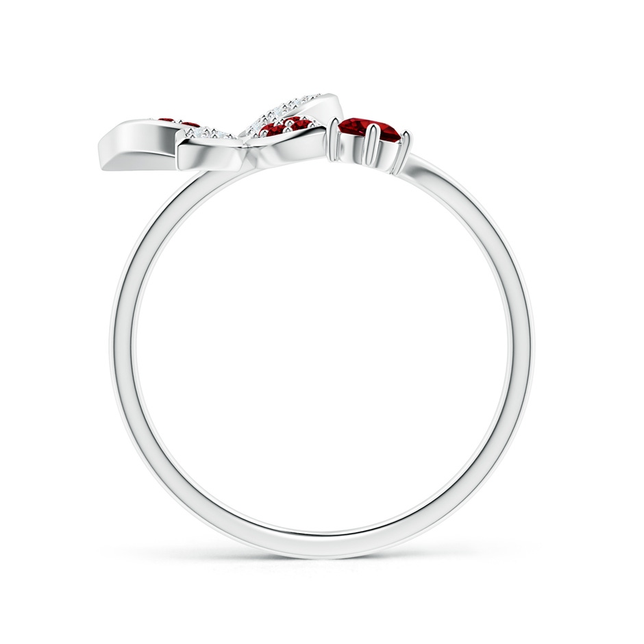 3mm AAAA Ruby and Diamond Butterfly Bypass Ring in 10K White Gold side 199