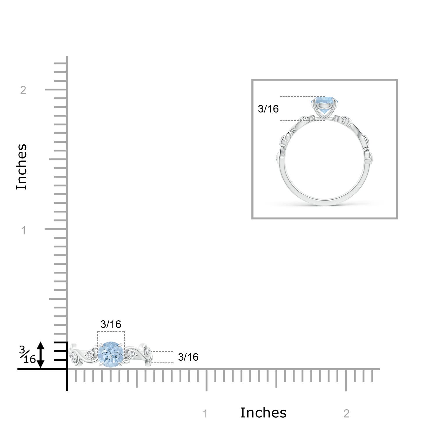 AA - Aquamarine / 0.53 CT / 14 KT White Gold