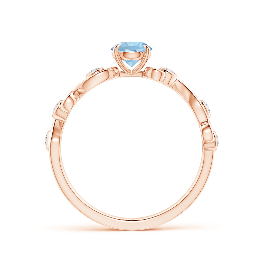 5mm AAA Aquamarine and Diamond Ivy Scroll Ring in Rose Gold Side-1