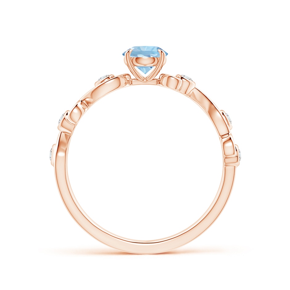 5mm AAA Aquamarine and Diamond Ivy Scroll Ring in Rose Gold side-1