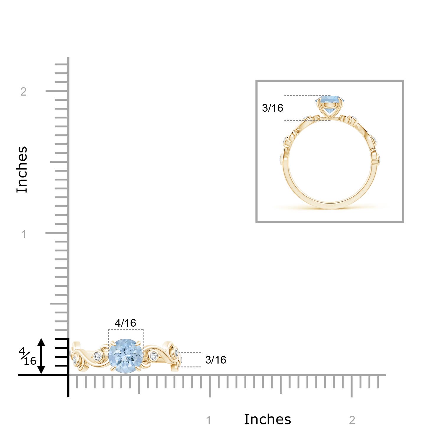 AA - Aquamarine / 0.85 CT / 14 KT Yellow Gold