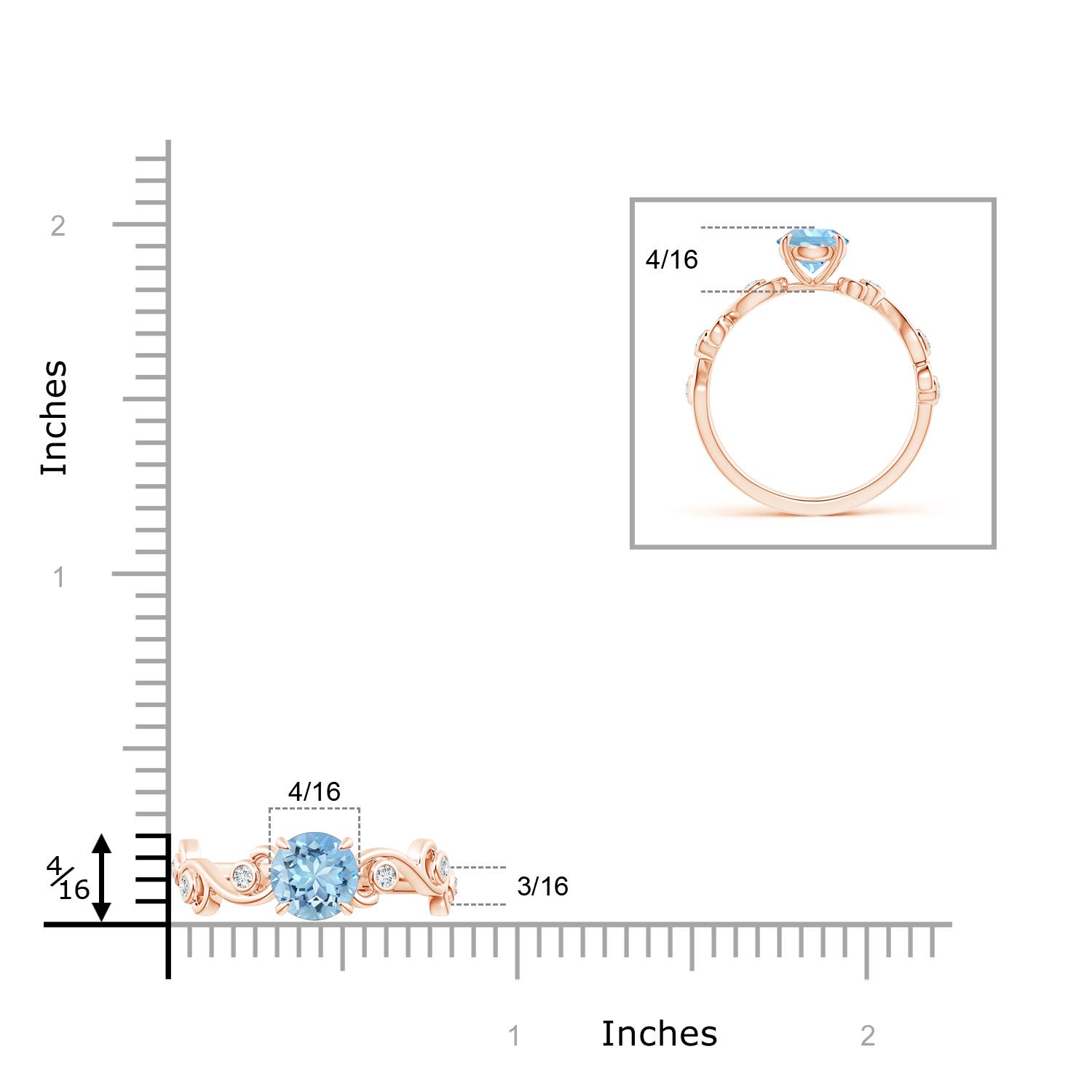 AAAA - Aquamarine / 1.25 CT / 14 KT Rose Gold