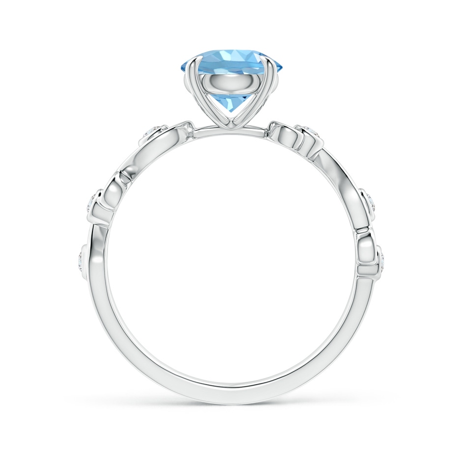 7mm AAAA Aquamarine and Diamond Ivy Scroll Ring in White Gold side-1