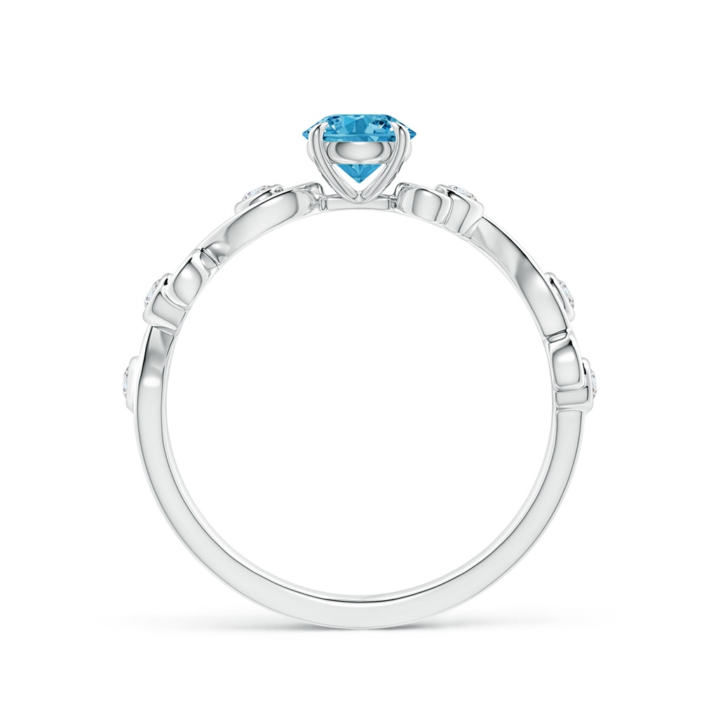 4.5mm AAAA Fancy Intense Blue and White Diamond Ivy Scroll Ring in P950 Platinum - side 199