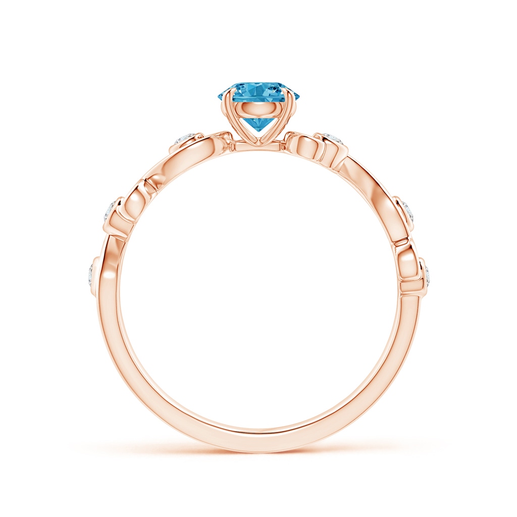 4.5mm AAAA Fancy Intense Blue and White Diamond Ivy Scroll Ring in Rose Gold - side 199