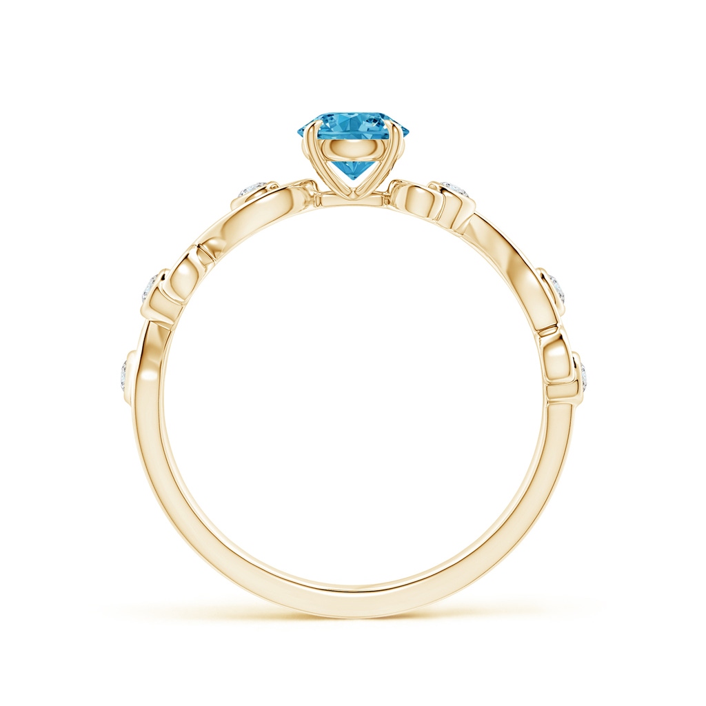 4.5mm AAAA Fancy Intense Blue and White Diamond Ivy Scroll Ring in Yellow Gold - side 199