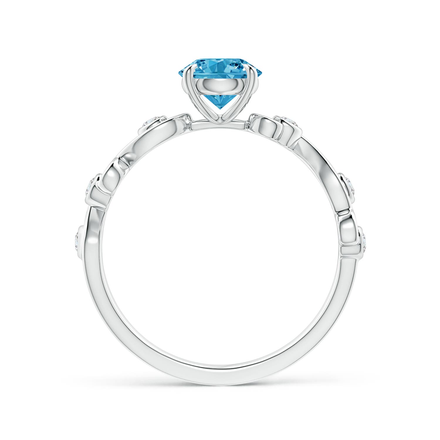 5.4mm AAAA Fancy Intense Blue and White Diamond Ivy Scroll Ring in White Gold - side 3