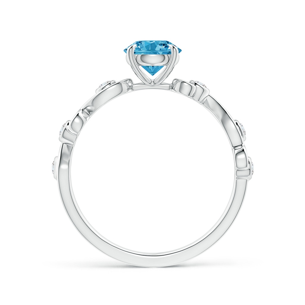 5.4mm AAAA Fancy Intense Blue and White Diamond Ivy Scroll Ring in White Gold - side 199