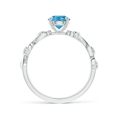 5.4mm AAAA Fancy Intense Blue and White Diamond Ivy Scroll Ring in White Gold - side 3
