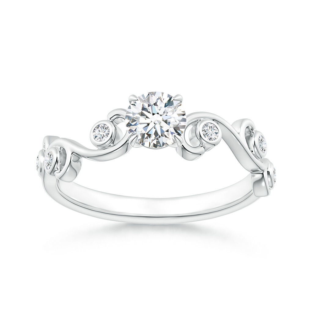 4.5mm GVS2 Claw Set Diamond Ivy Scroll Ring in White Gold