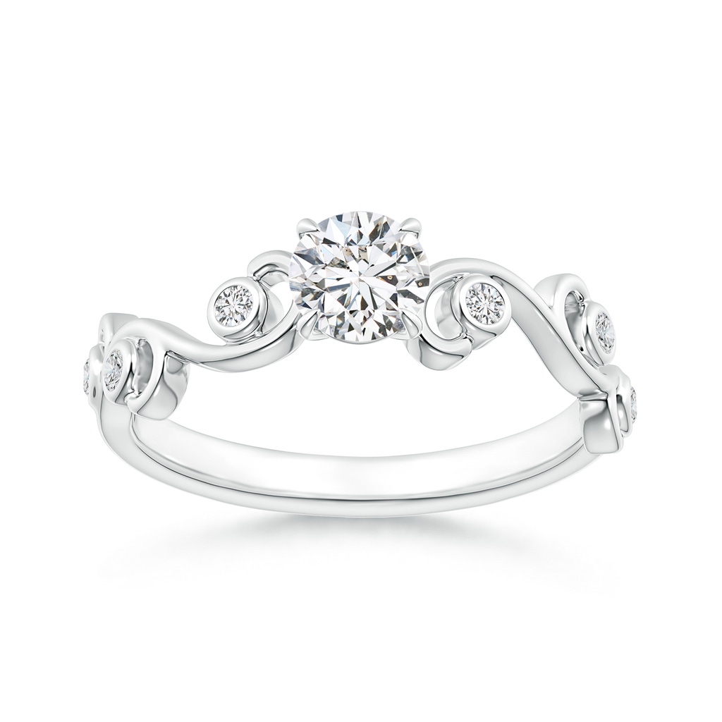 4.5mm HSI2 Claw Set Diamond Ivy Scroll Ring in White Gold