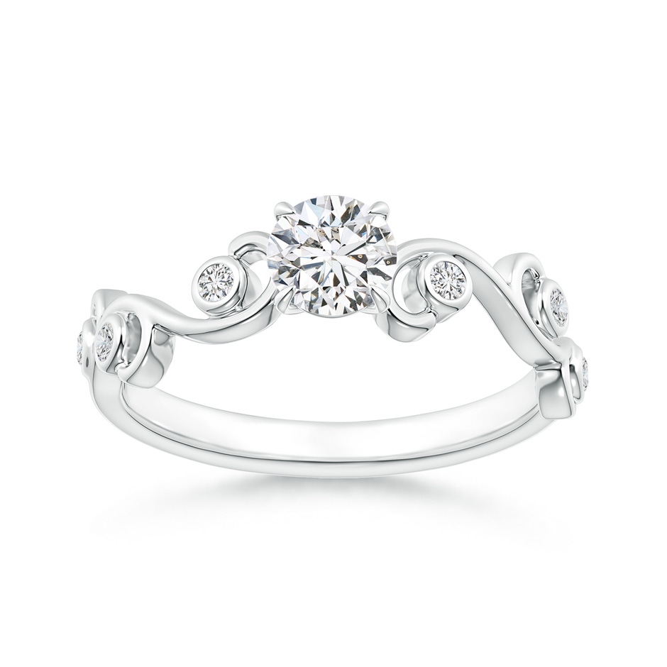 4.5mm HSI2 Claw Set Diamond Ivy Scroll Ring in White Gold 