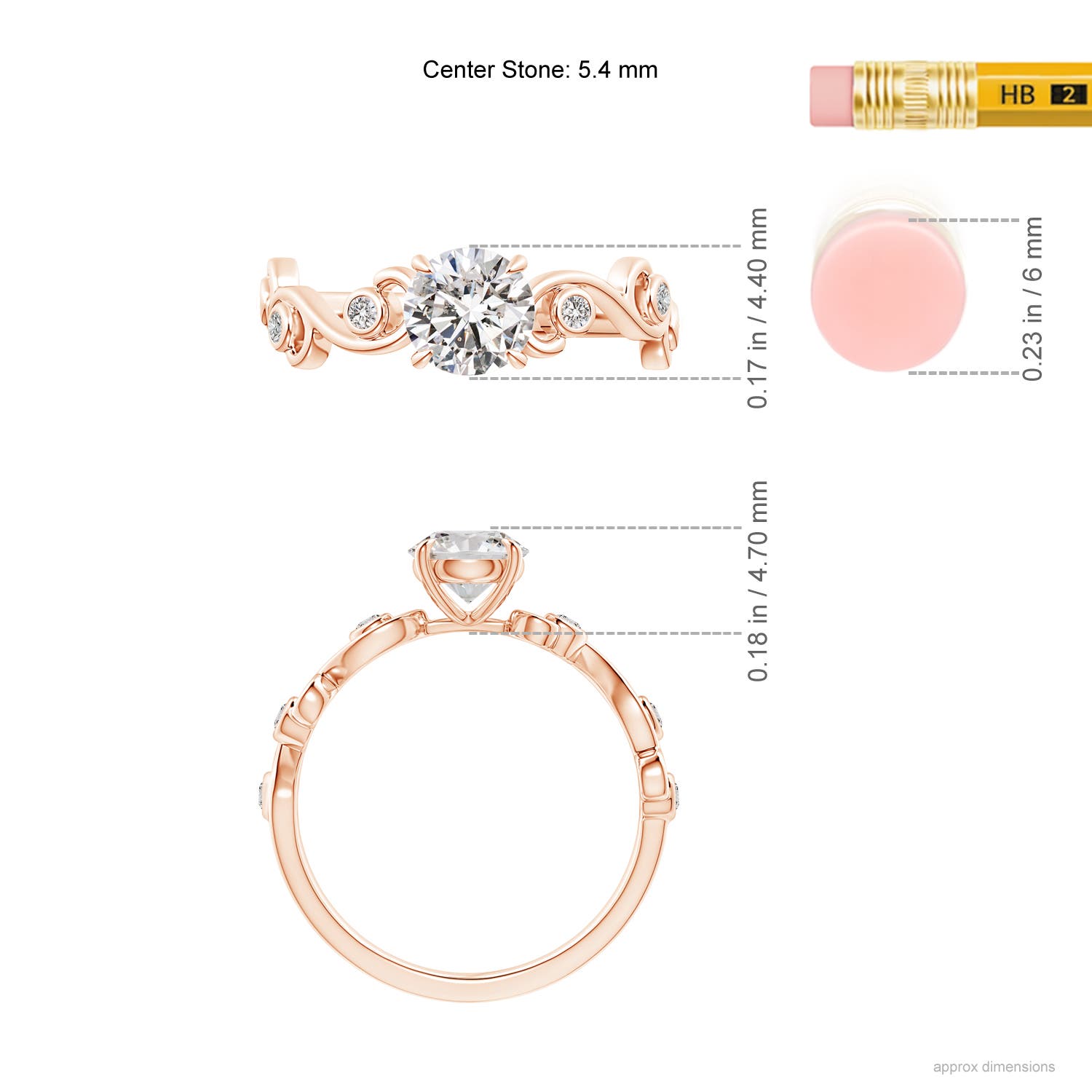 I-J, I1-I2 / 0.73 CT / 14 KT Rose Gold