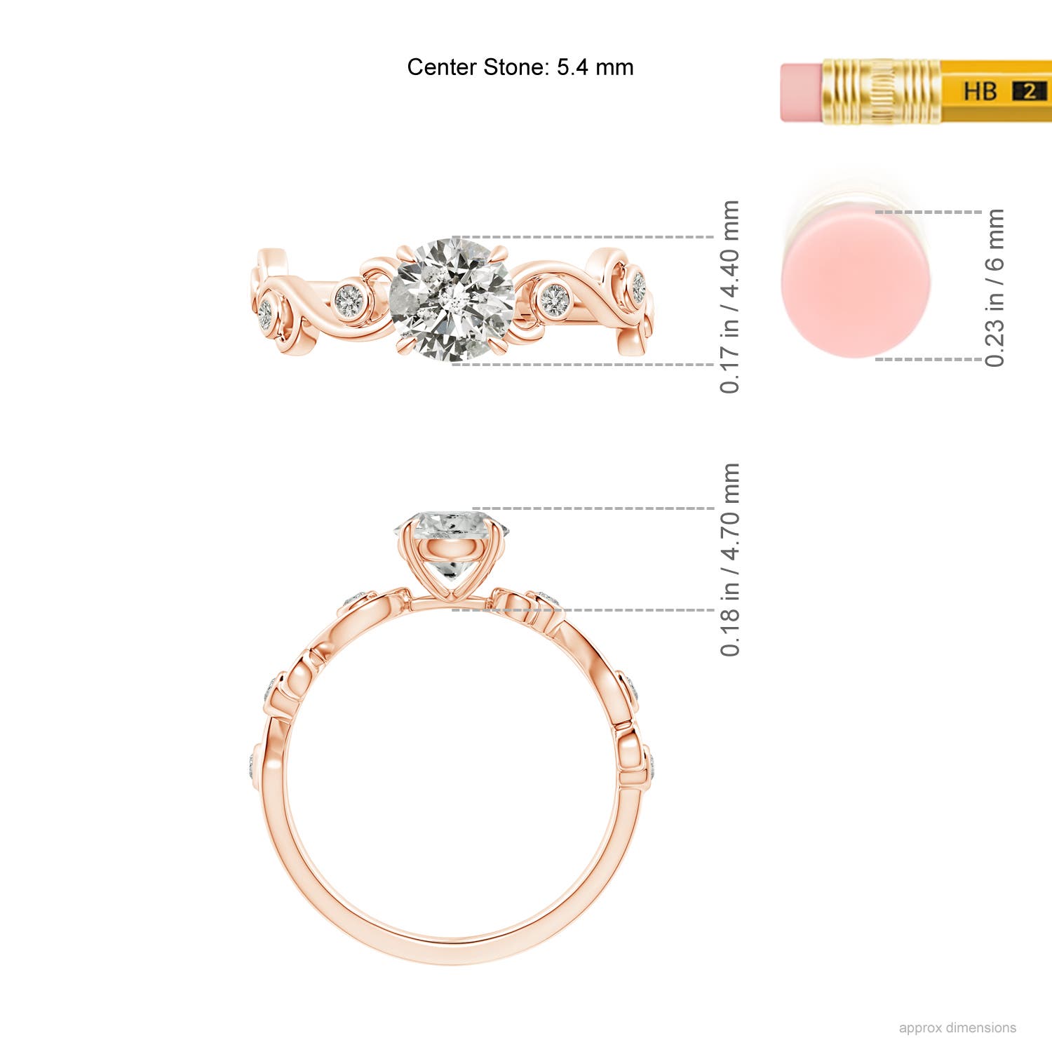 K, I3 / 0.73 CT / 14 KT Rose Gold