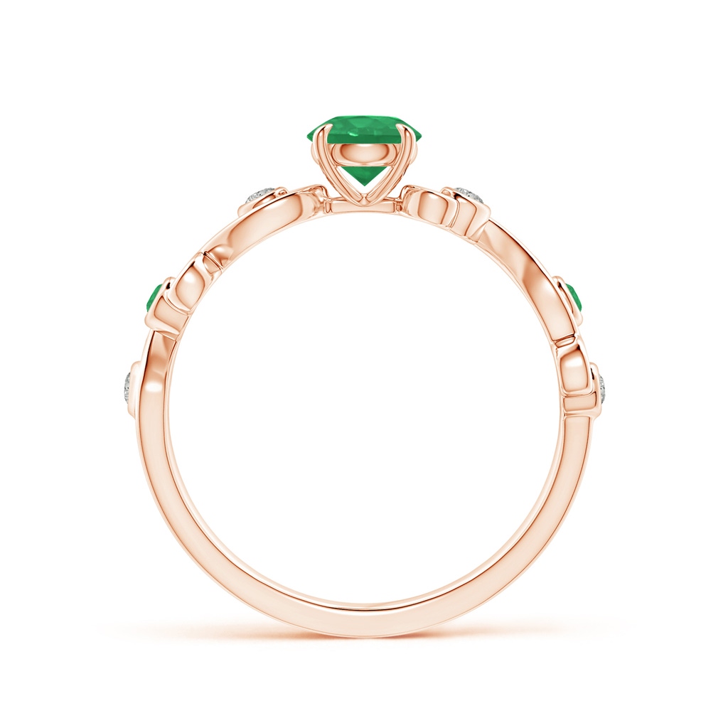 5mm A Emerald and Diamond Ivy Scroll Ring in Rose Gold Product Image