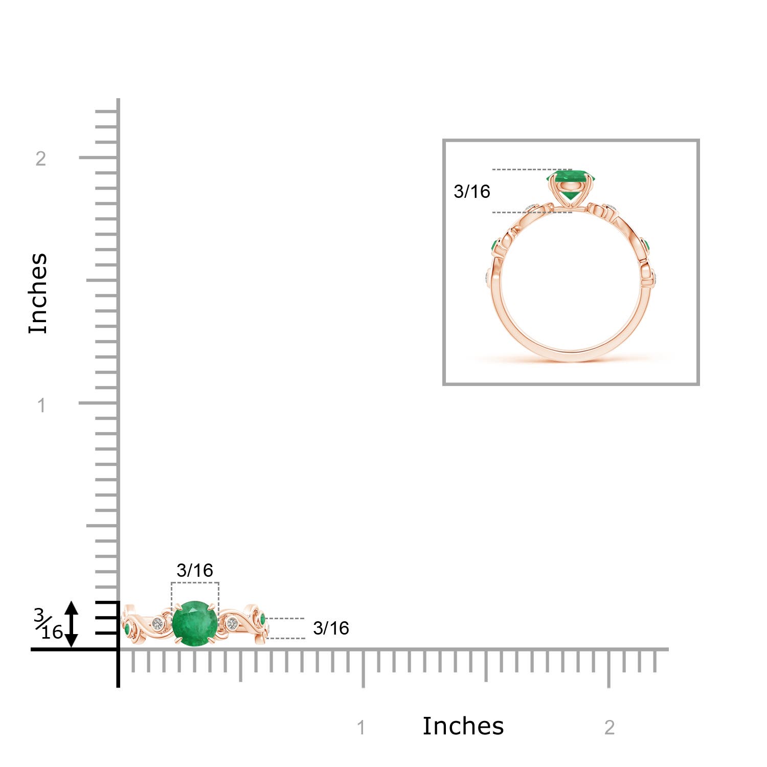 A - Emerald / 0.59 CT / 14 KT Rose Gold