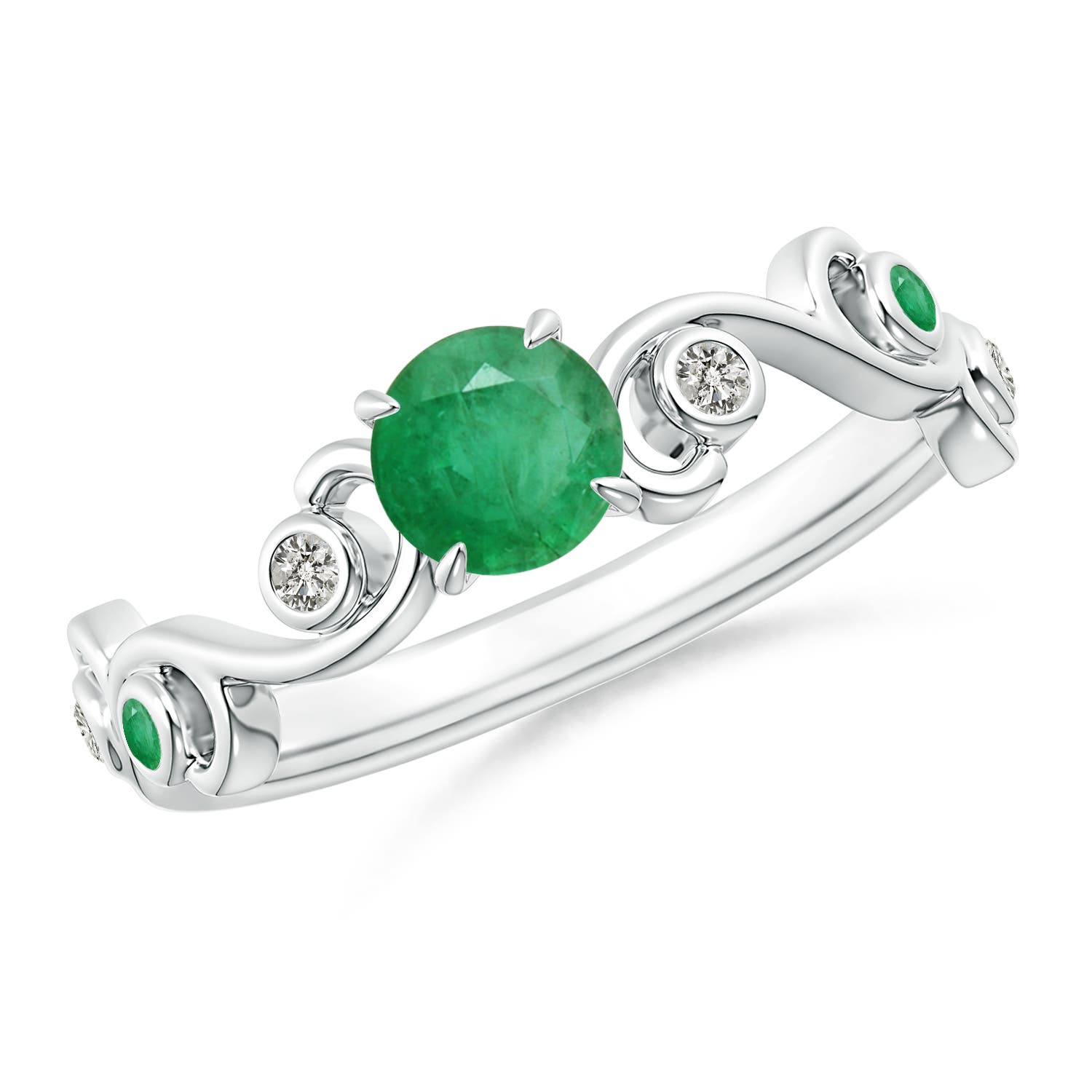 A - Emerald / 0.59 CT / 14 KT White Gold