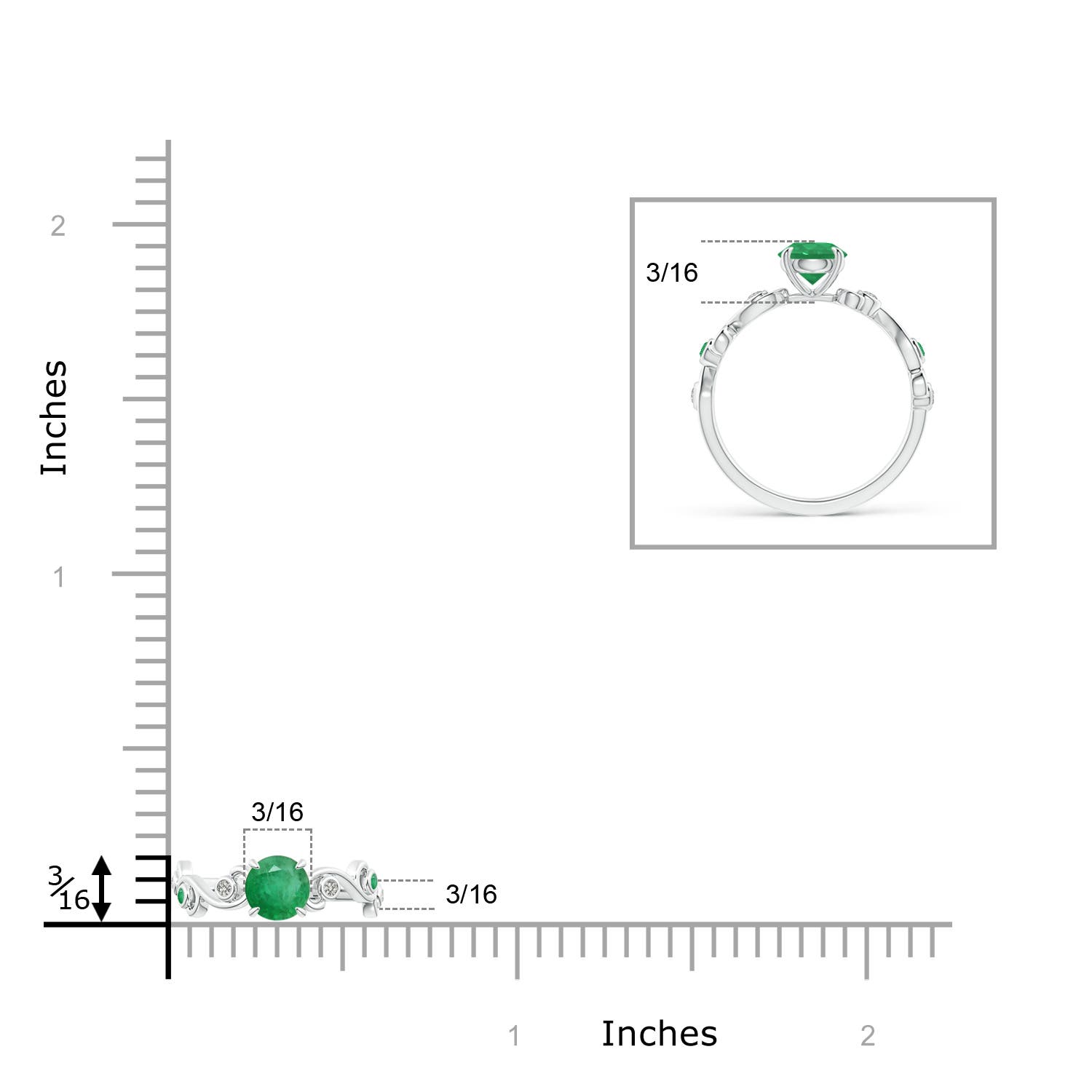 A - Emerald / 0.59 CT / 14 KT White Gold