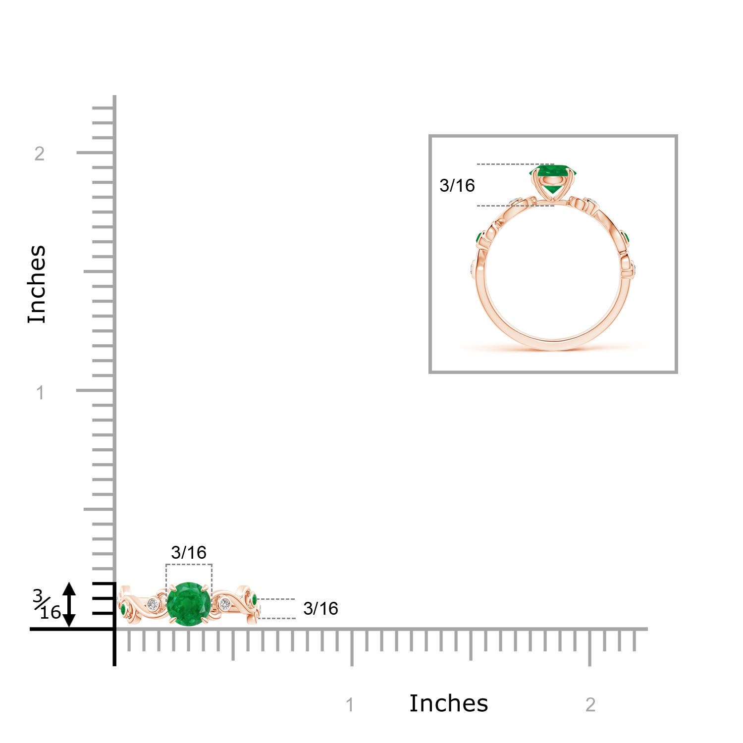 AA - Emerald / 0.59 CT / 14 KT Rose Gold