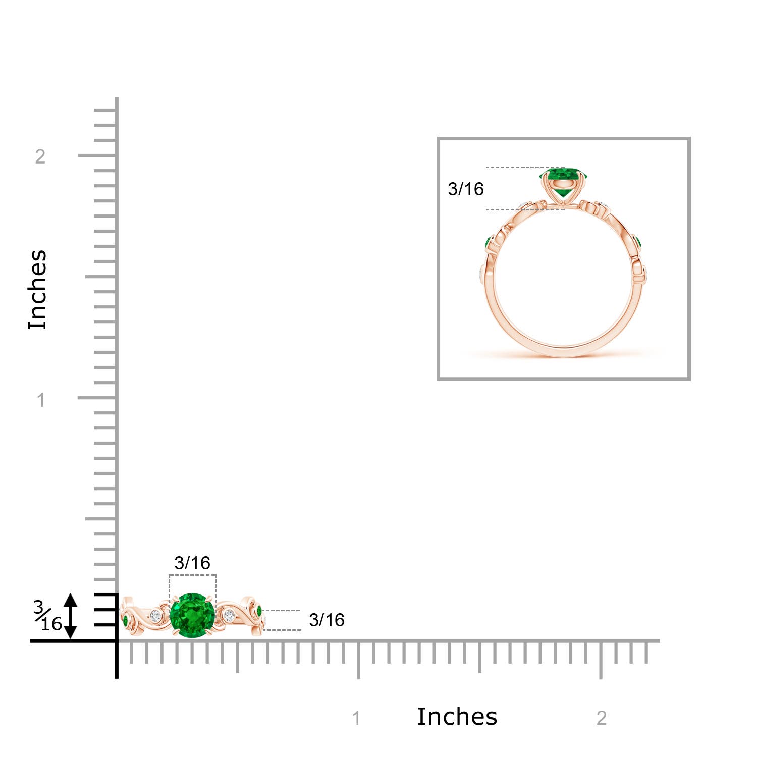 AAAA - Emerald / 0.59 CT / 14 KT Rose Gold