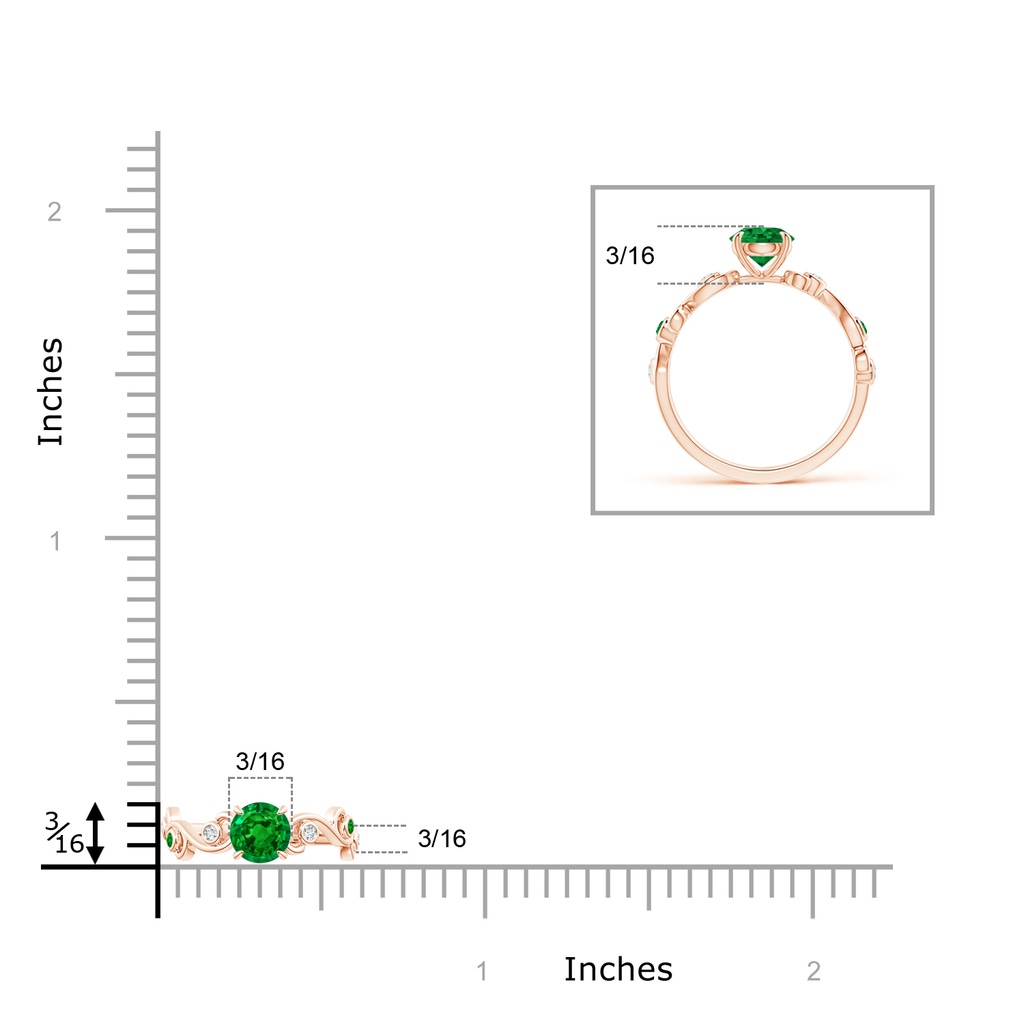 5mm AAAA Emerald and Diamond Ivy Scroll Ring in Rose Gold Product Image