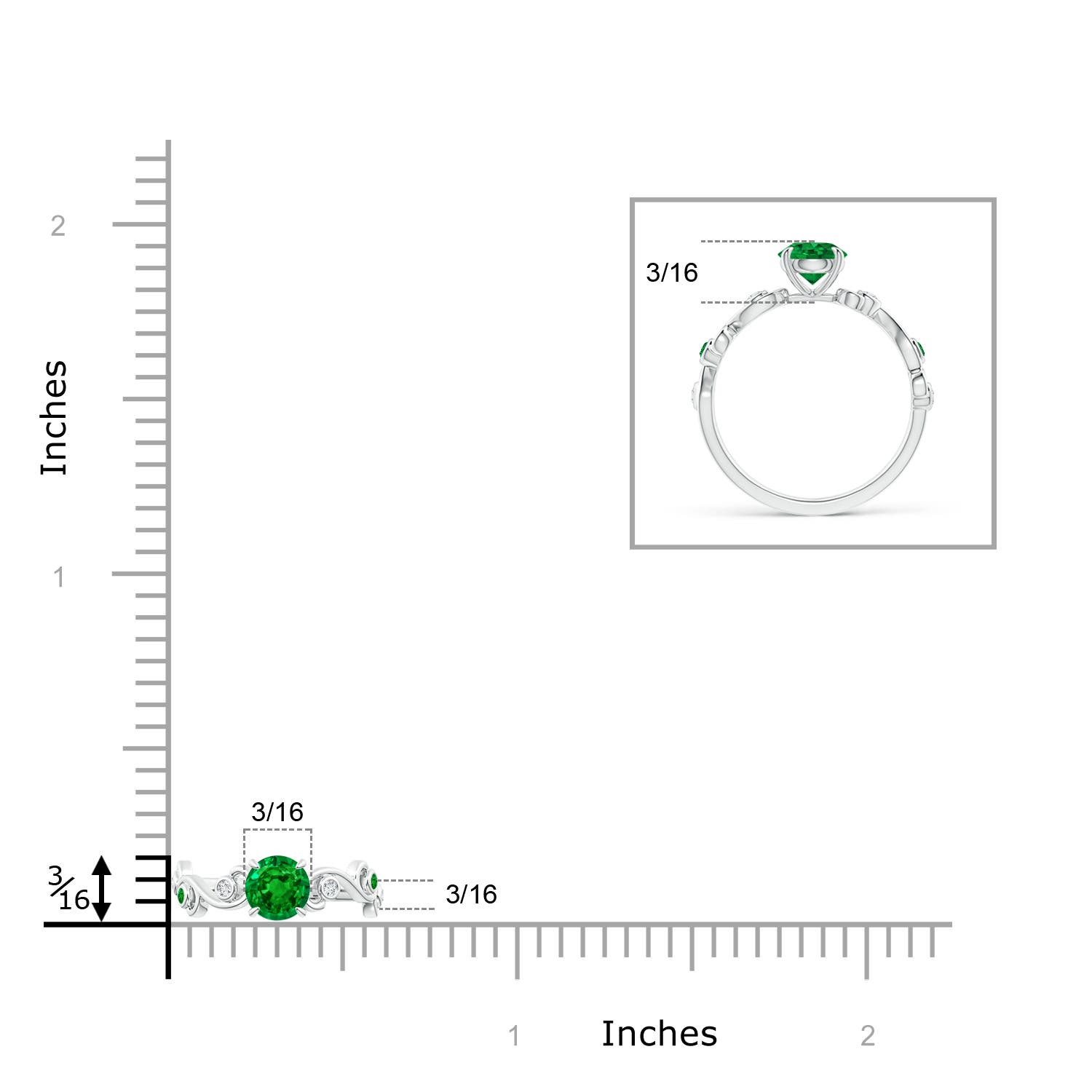 AAAA - Emerald / 0.59 CT / 14 KT White Gold