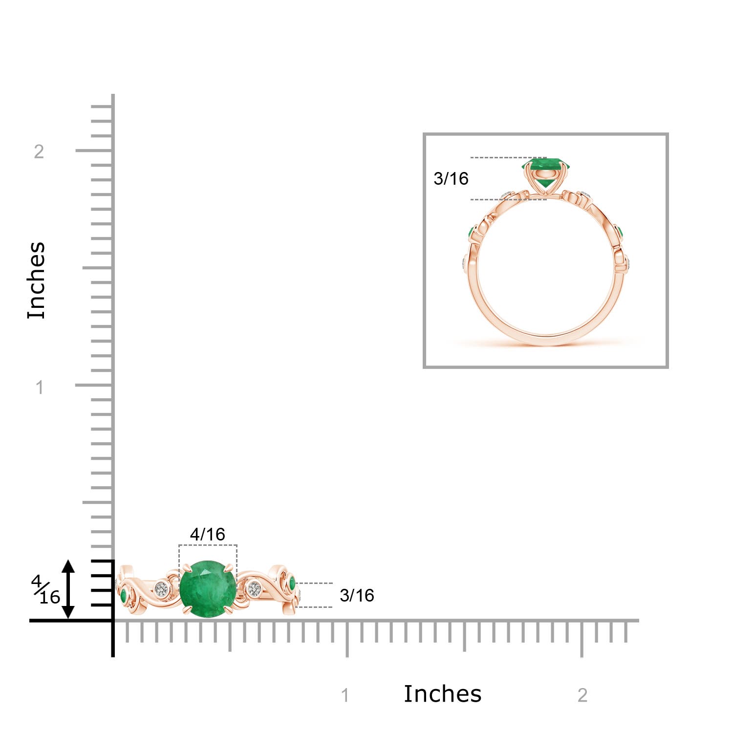 A - Emerald / 0.89 CT / 14 KT Rose Gold