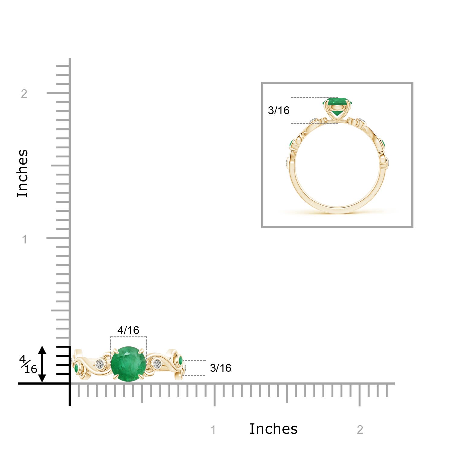 A - Emerald / 0.89 CT / 14 KT Yellow Gold