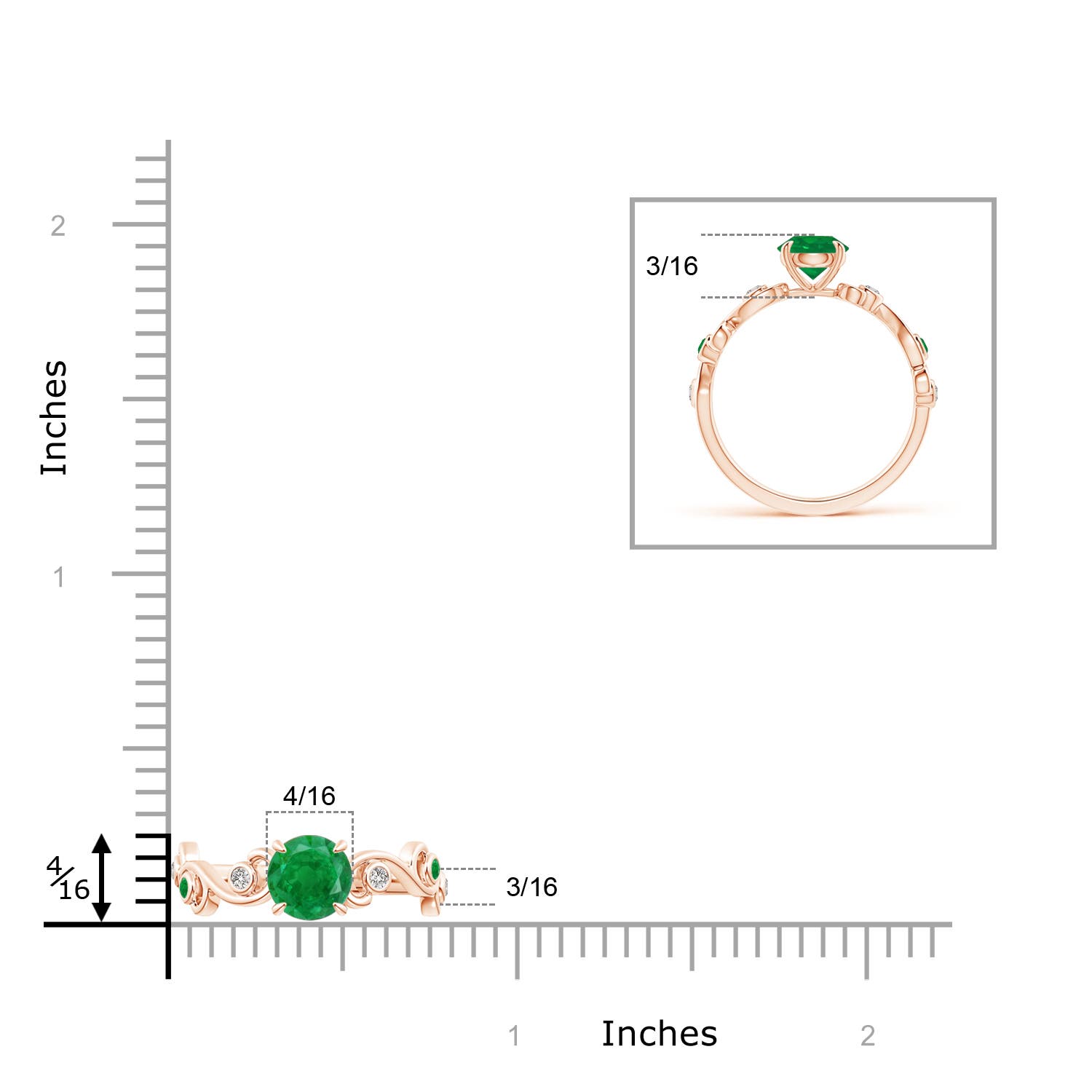 AA - Emerald / 0.89 CT / 14 KT Rose Gold