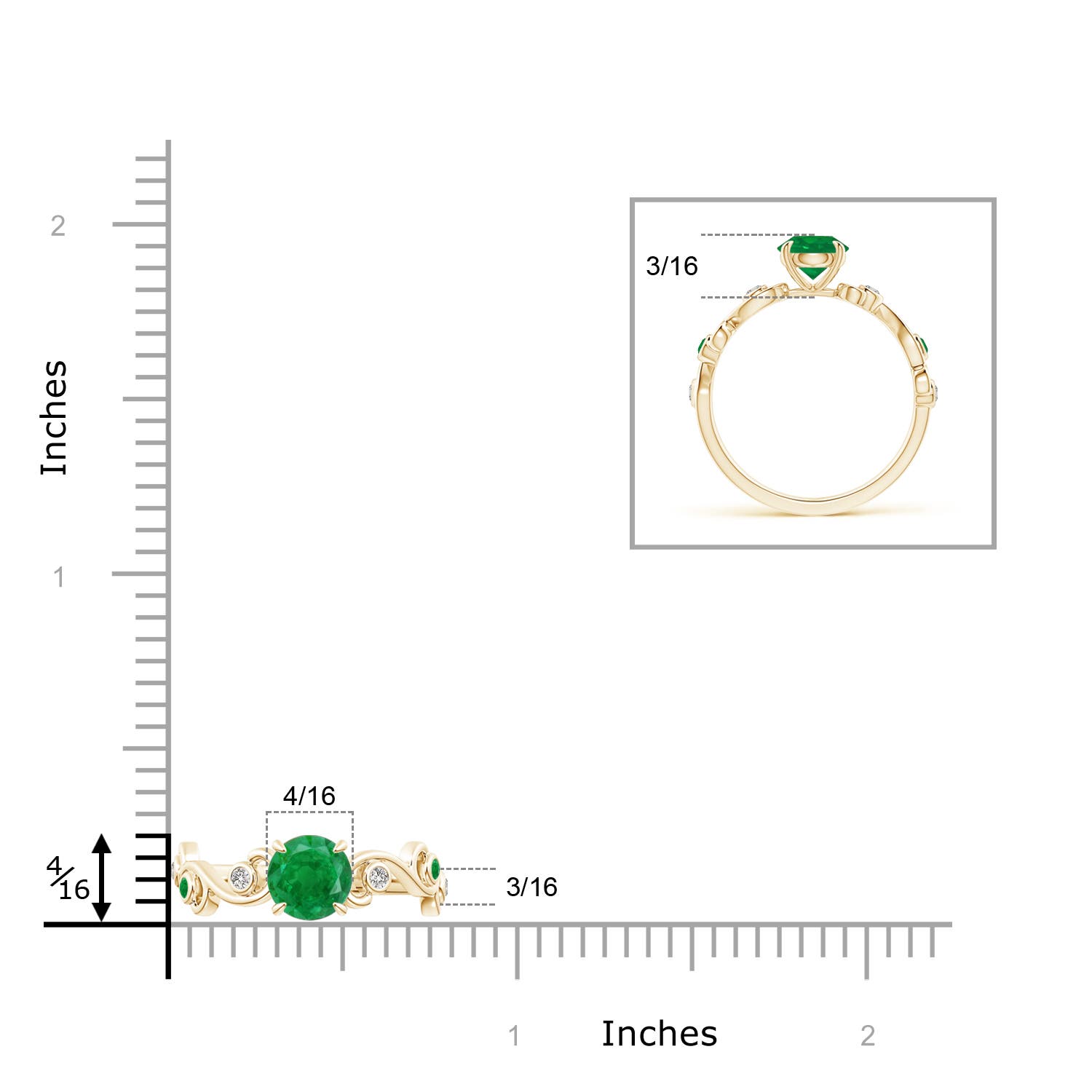 AA - Emerald / 0.89 CT / 14 KT Yellow Gold