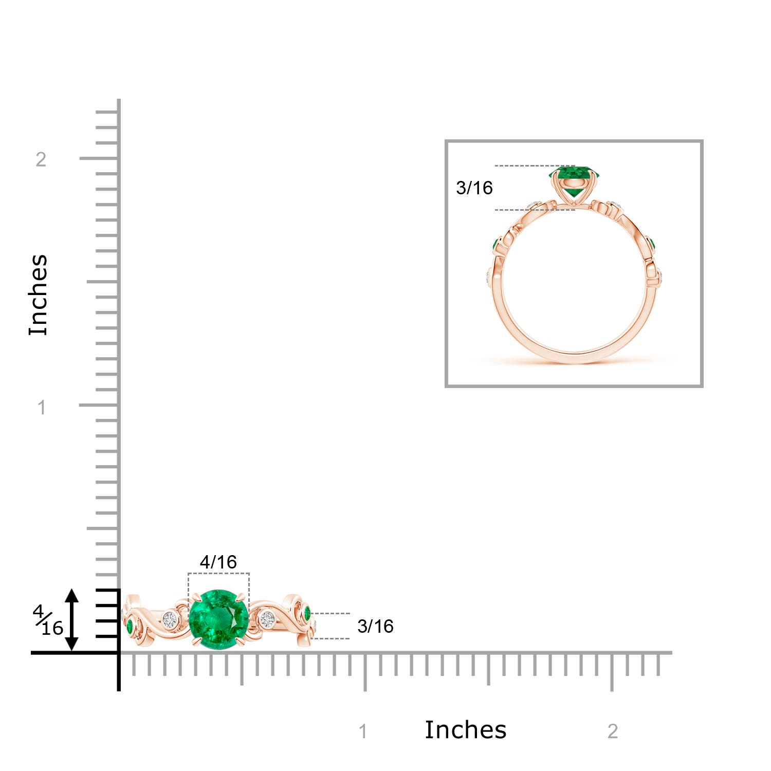 AAA - Emerald / 0.89 CT / 14 KT Rose Gold