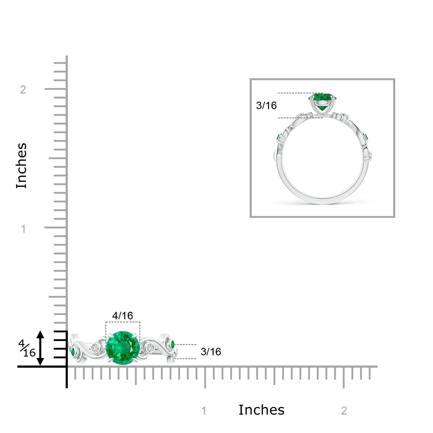 AAA - Emerald / 0.89 CT / 14 KT White Gold