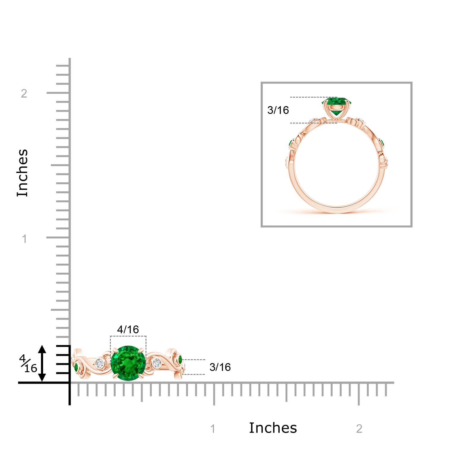 AAAA - Emerald / 0.89 CT / 14 KT Rose Gold