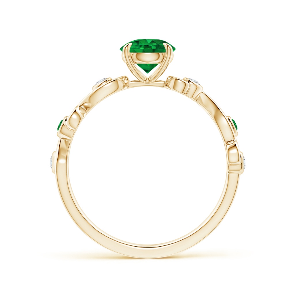 6mm AAAA Emerald and Diamond Ivy Scroll Ring in Yellow Gold Product Image