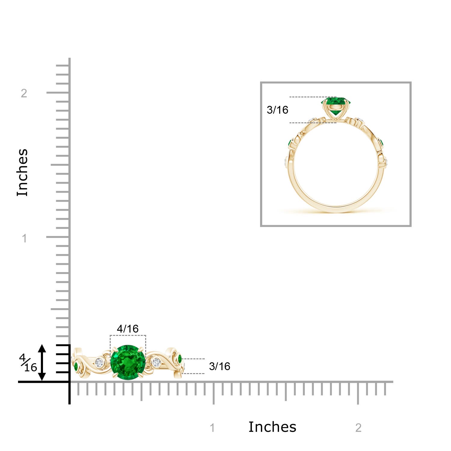 AAAA - Emerald / 0.89 CT / 14 KT Yellow Gold