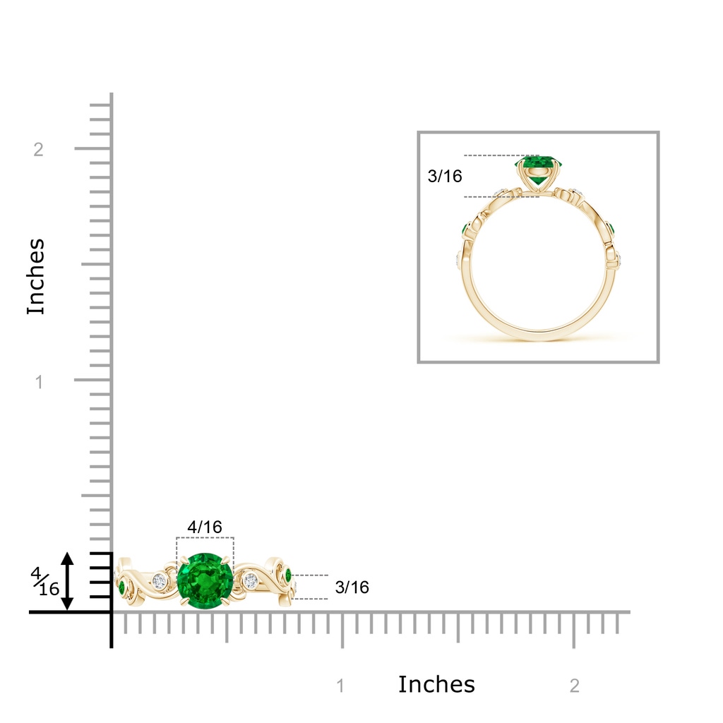 6mm AAAA Emerald and Diamond Ivy Scroll Ring in Yellow Gold Product Image